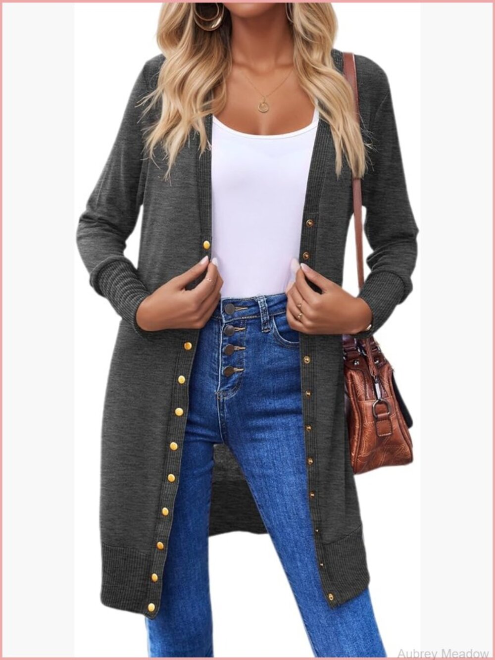 Long Sleeve Knit Cardigan Sweater with Buttons Lightweight